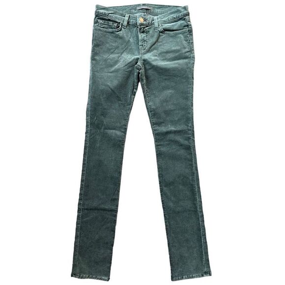 J Brand Mid Rise Corduroy Sage Green Skinny Jeans - Picture 1 of 6